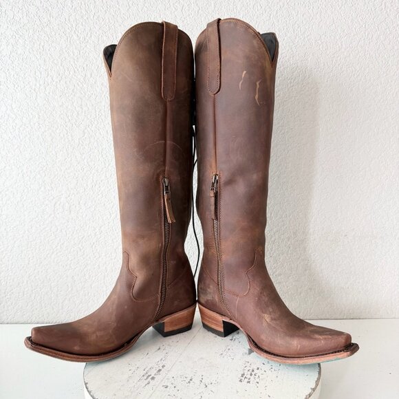 Lane OLIVIA JANE Knee High Womens Cowboy Boots 6 Brown Leather Western Cowgirl - Picture 7 of 11
